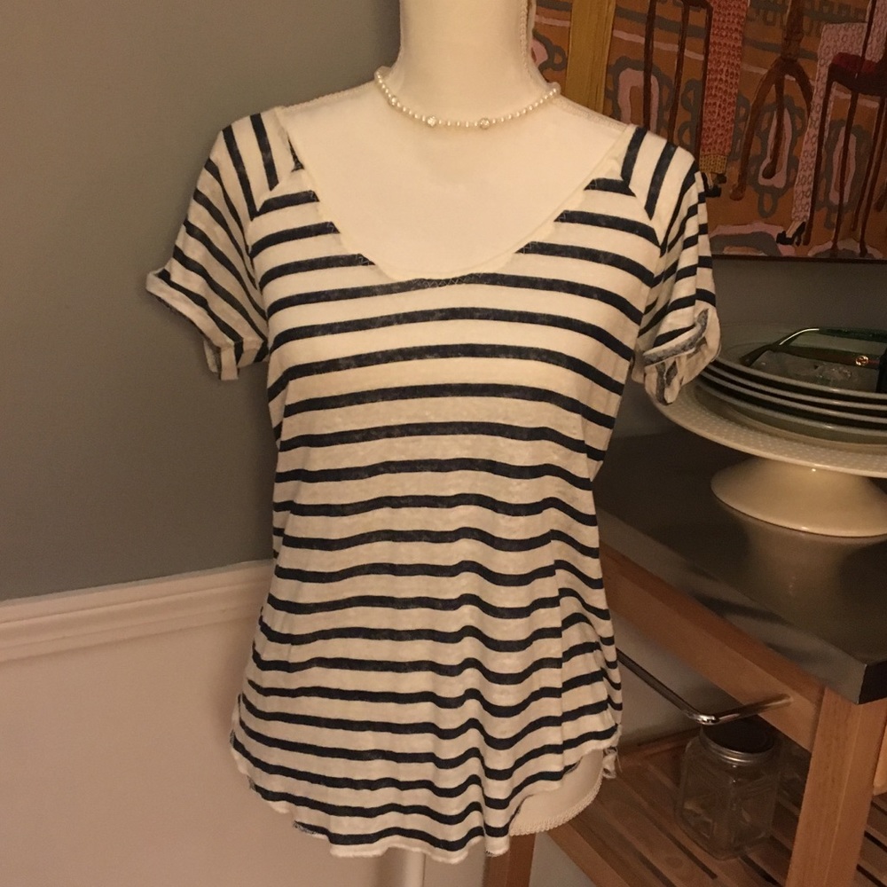 Zara Blue and a White Scoop Neck Med
